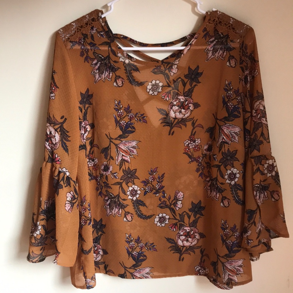 Tan floral top